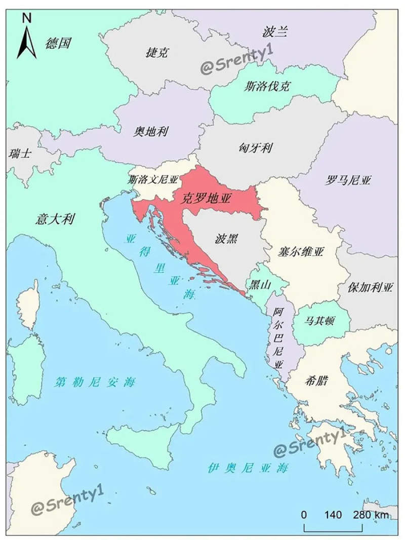 克罗地亚真是牛批，整个亚得里亚海东岸几乎都让它给占了