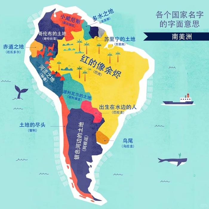 南美洲各国国名的字面意思