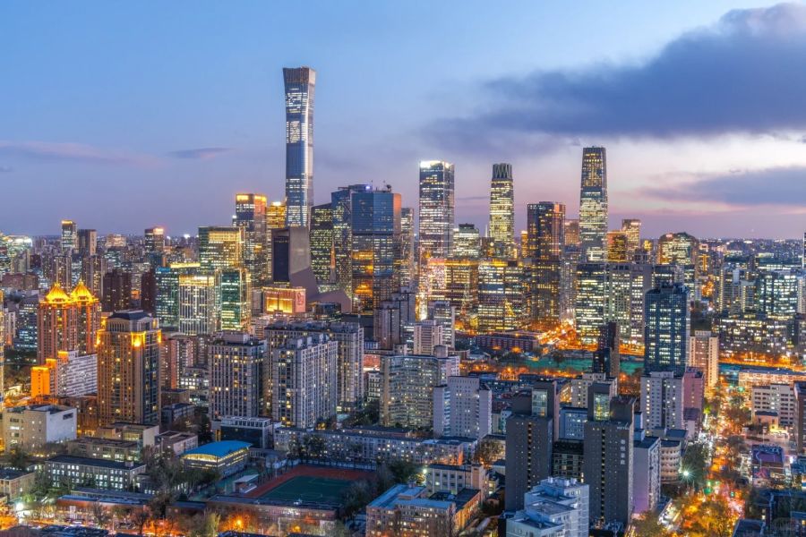 北京CBD城市天际线夜景