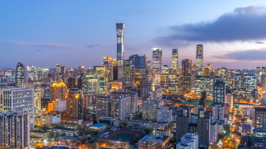 北京CBD城市天际线夜景
